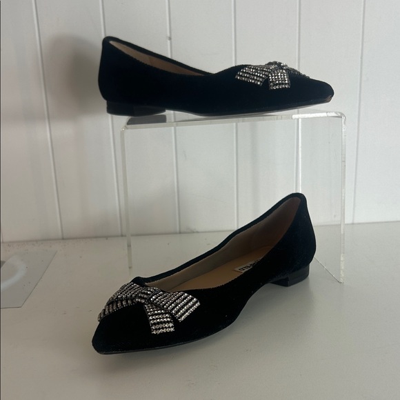 Karl Lagerfeld Blk Velvet Bow Flats